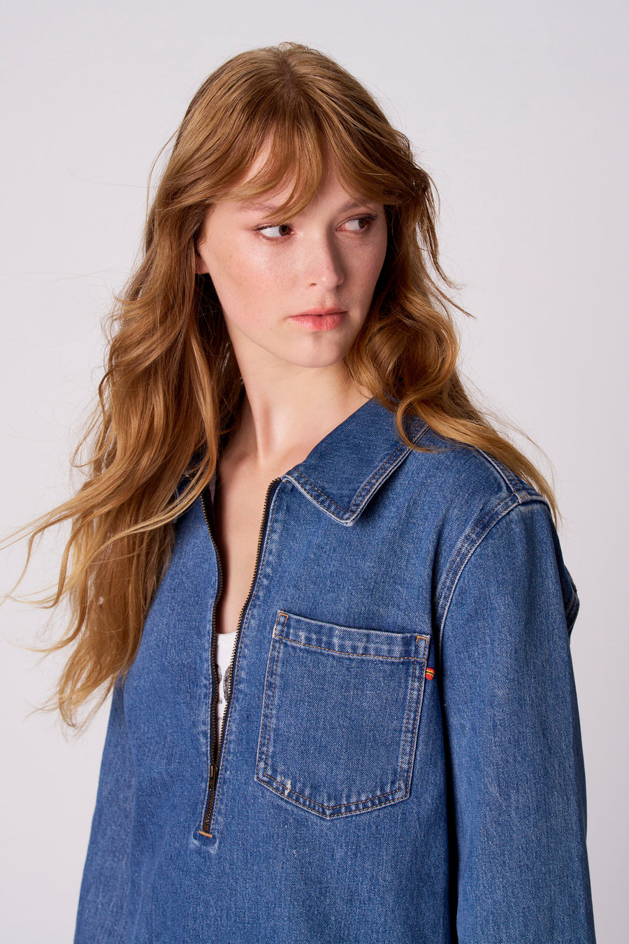 Kleedje met lange mouwen - mid blue denim