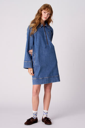 Kleedje met lange mouwen - mid blue denim