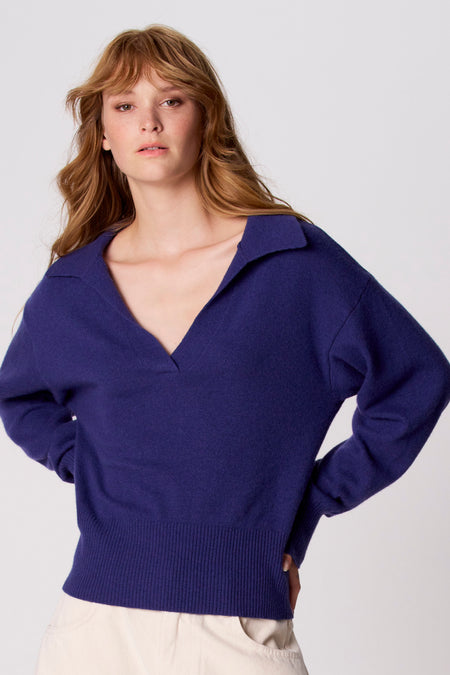 Pull V-hals - blauw