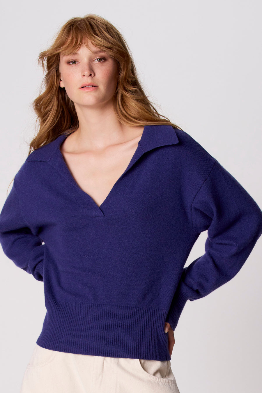 Pull V-hals - blauw