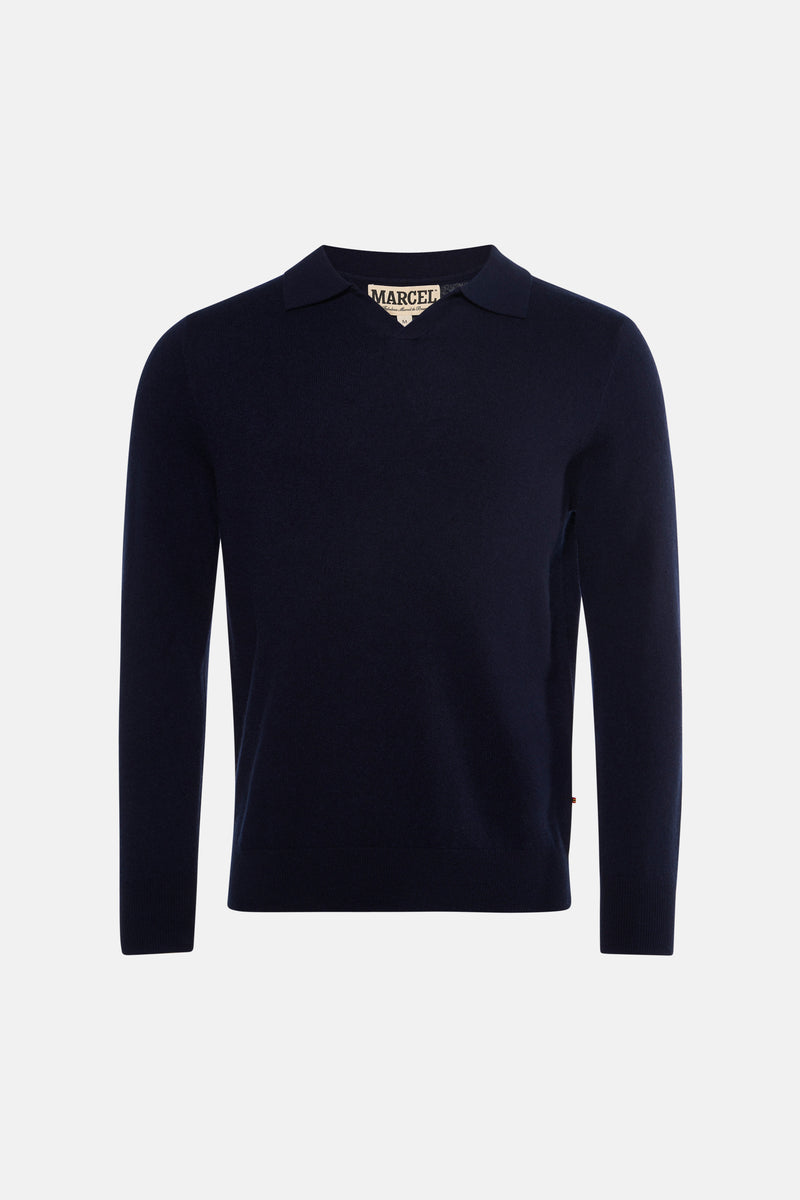 Pull col V - bleu