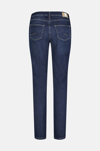 Jean droit en denim bleu moyen de MAC avec des surpiqures sur les poches arrière.