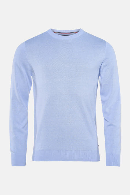 T-shirt à col rond bleu de Petrol Industries®, avec longues manches et motif uni.