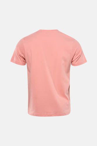 Roze T-shirt met korte mouwen van Petrol Industries, achteraanzicht, effen stof en ronde hals.