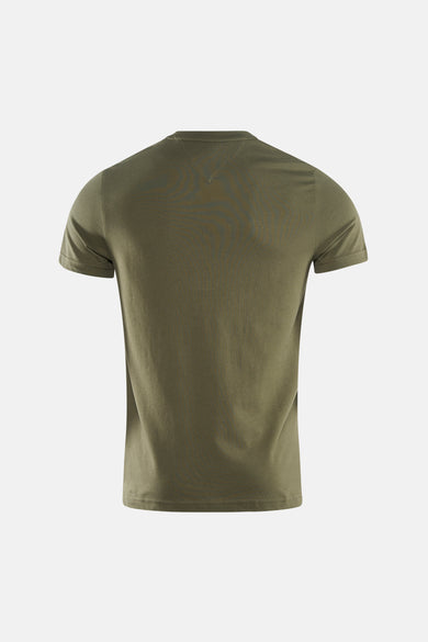 Groen T-shirt met korte mouwen van Tommy Hilfiger, met een effen kleur en ronde hals, rugzijde.