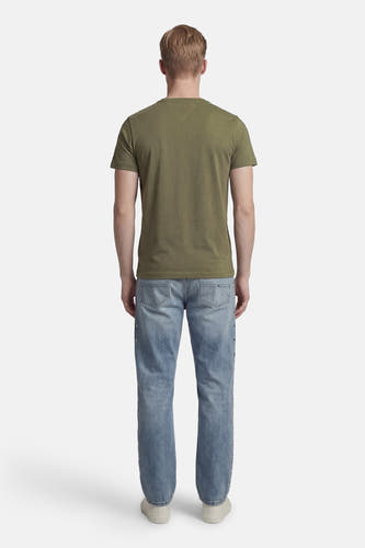 Groen T-shirt met korte mouwen van Tommy Hilfiger, gezien van achteren, met een subtiel patroon.