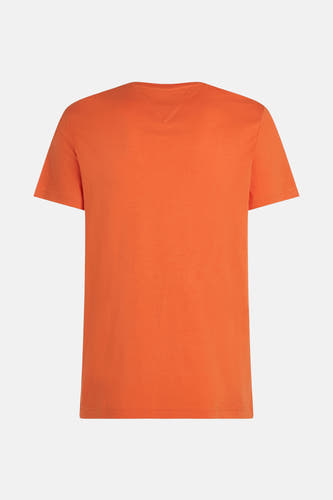 T-shirt à manches courtes orange Tommy Hilfiger, dos uni et col rond.