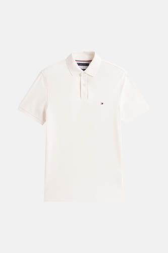 Ecru polo met korte mouwen van Tommy Hilfiger, met een klein logo op de borst.