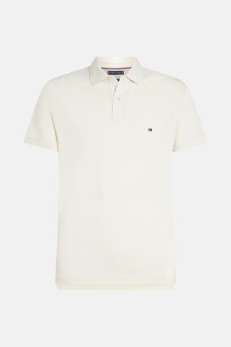 Ecru polo met korte mouwen van TOMMY HILFIGER, met een klein logo op de borst.