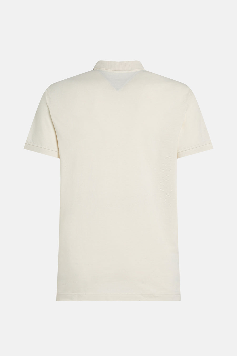 Ivoorwit poloshirt met korte mouwen.