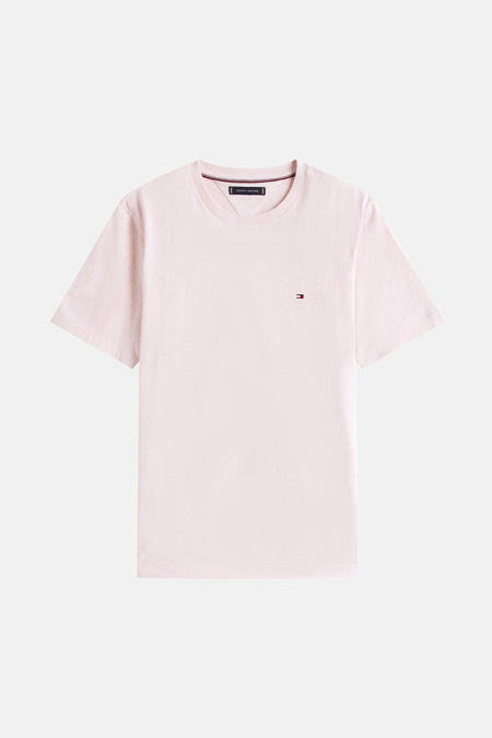T-shirt rose à manches courtes de Tommy Hilfiger, avec un petit logo brodé sur la poitrine.