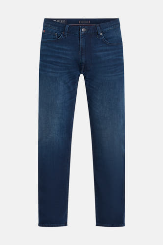 Jeans straight van donkerblauwe denim van TOMMY HILFIGER, effen en met subtiele wassing.