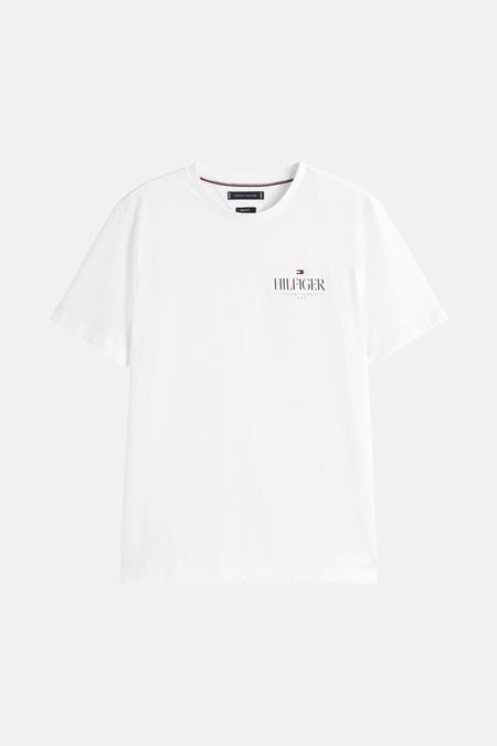 Wit T-shirt met korte mouwen van TOMMY HILFIGER, met logo op de borst en ronde halslijn.