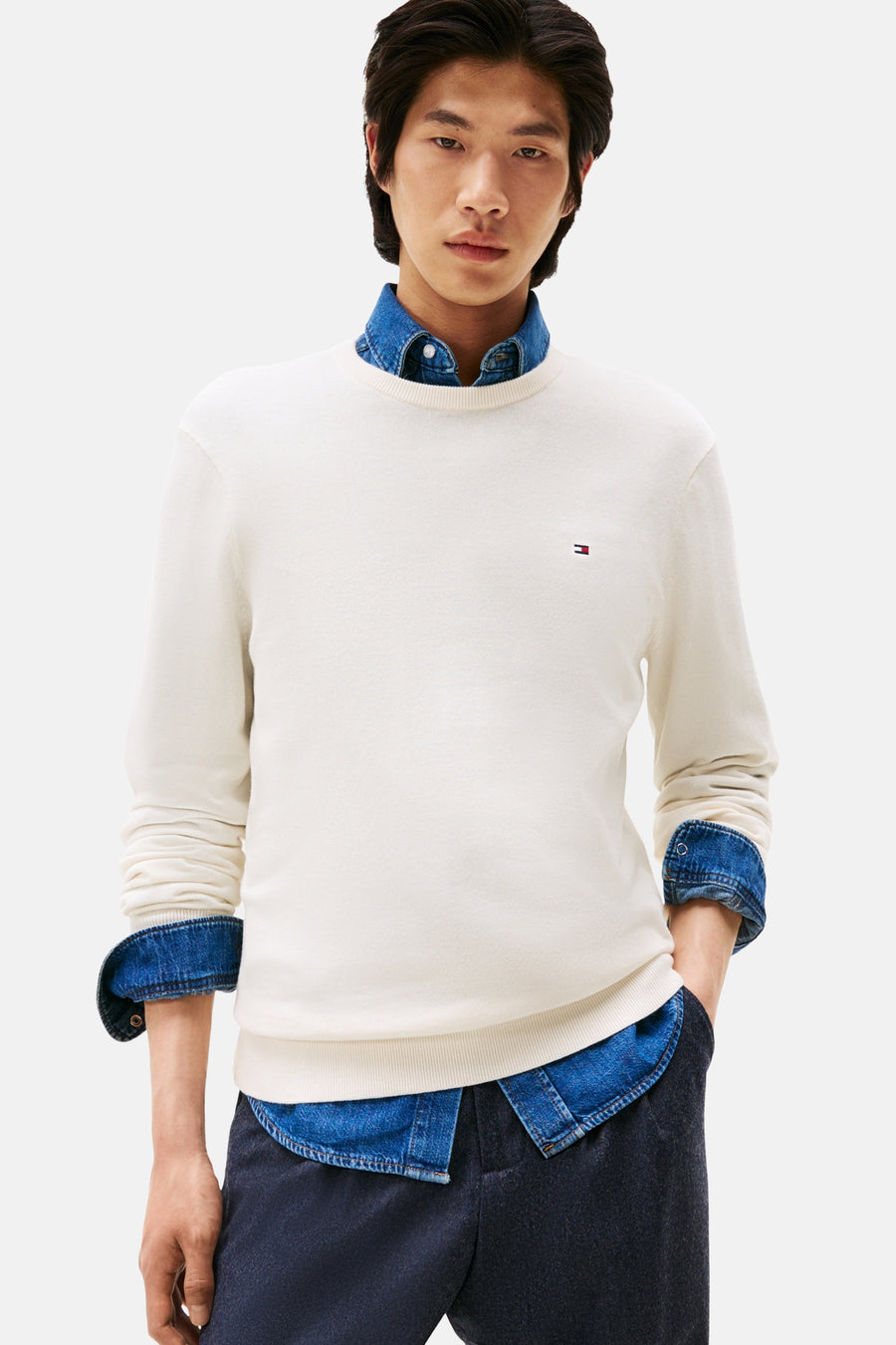 Pull met ronde hals - ecru - TOMMY HILFIGER