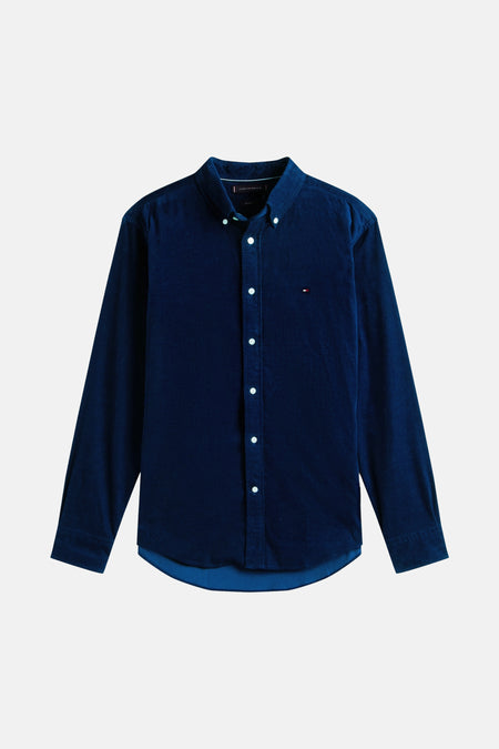 Chemise bleue homme de TOMMY HILFIGER, à manches longues et col boutonné.