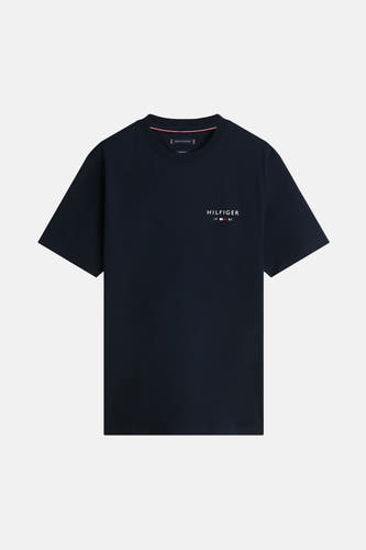 T-shirt bleu à manches courtes de Tommy Hilfiger, avec petit logo sur la poitrine.