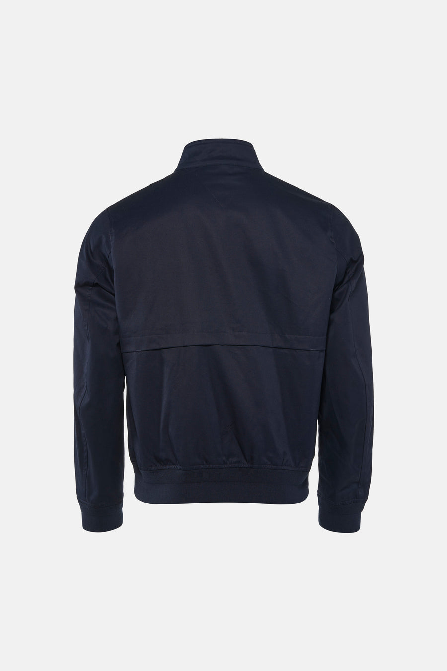 Donkerblauwe korte jas van TOMMY HILFIGER, achterzijde met ribboord aan zoom en mouwen, gladde stof, strakke pasvorm