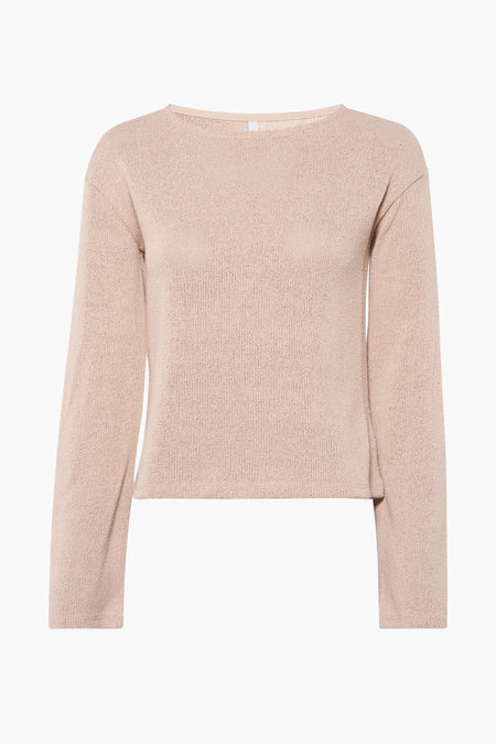 Beige trui met ronde hals van HAILYS, met een fijne knit textuur.
