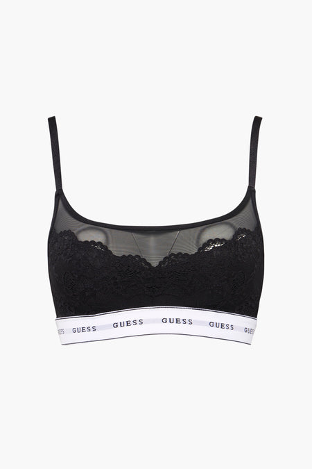 Gants de Guess noir avec des détails sur les bords et une bande élastique avec logo.