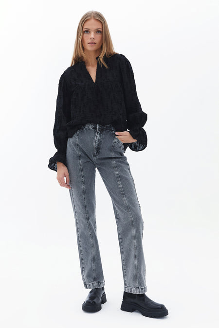 Straight jeans - mid grey denim
