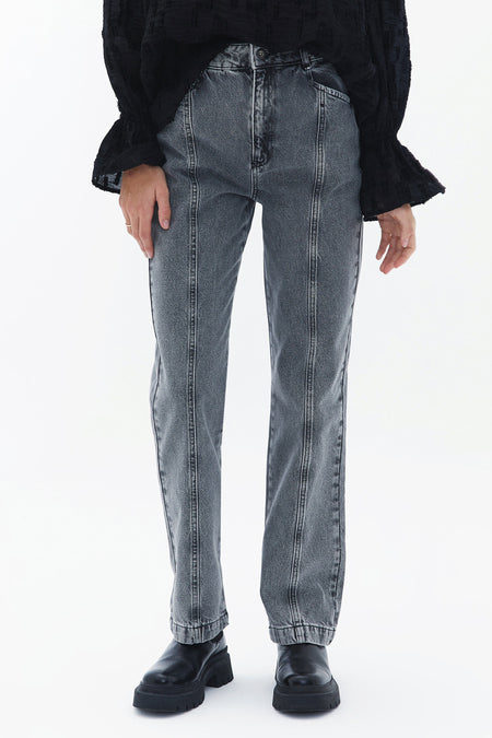 Straight jeans - mid grey denim