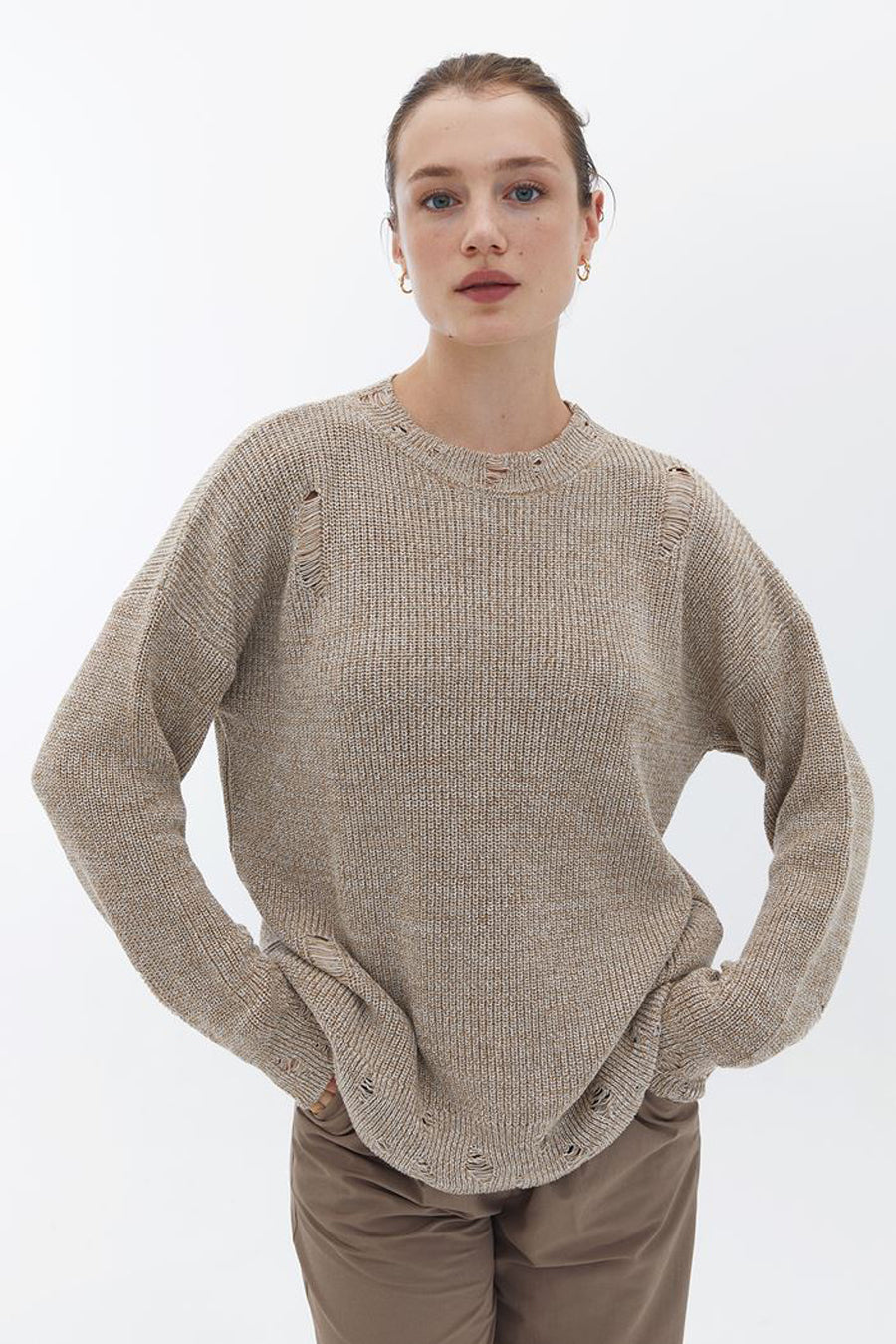 Trui met ronde hals Beige - OXXO