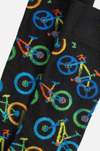 Chaussettes noires de Happy Socks®, avec des motifs de vélos colorés.