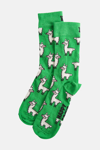 Groene sokken van Happy Socks met een all-over pixel lama patroon.
