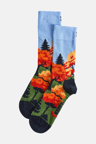 Blauwe sokken van Happy Socks® met een herfstlandschap print.