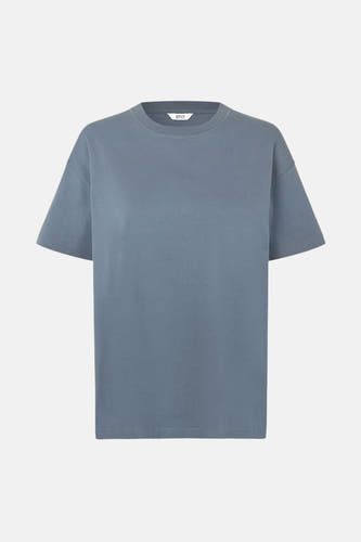 T-shirt bleu à manches courtes d'ENVII, en tissu uni et avec une coupe décontractée.