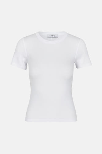 T-shirt blanc à manches courtes d'ENVII, couleur unie et col rond.