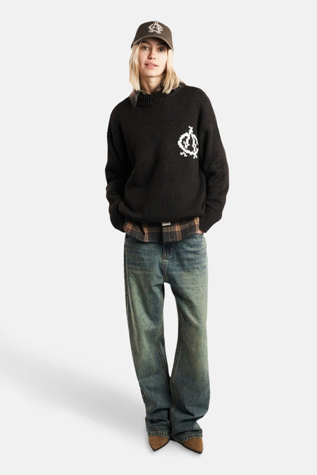 Pull met ronde hals - bruin