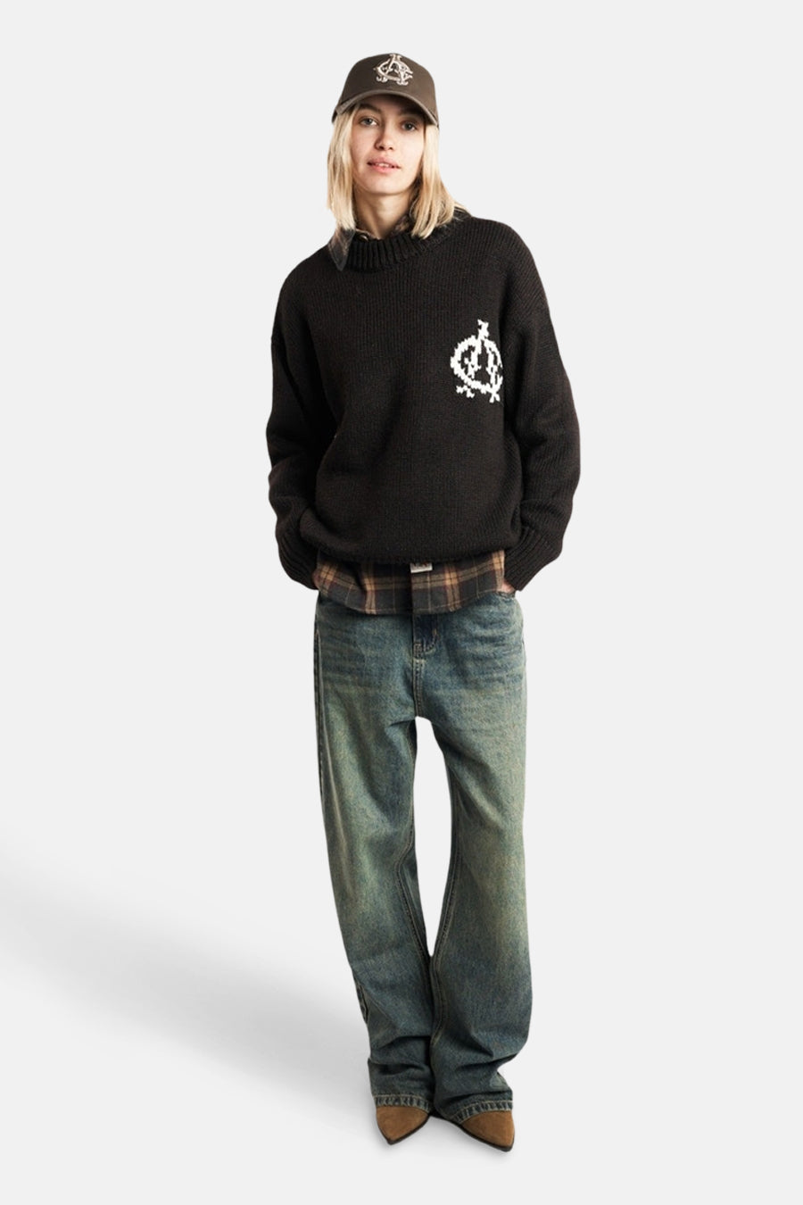 Pull met ronde hals - bruin - ANOTHER COTTON LAB