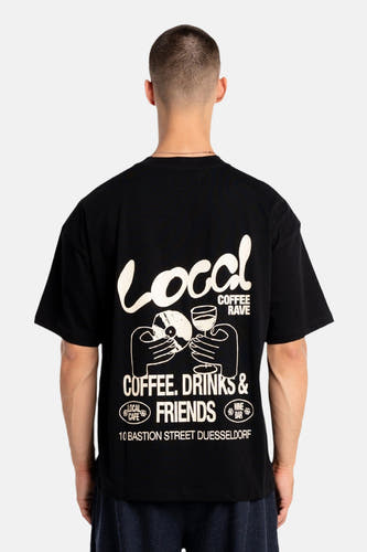 Zwart T-shirt met korte mouwen van ANOTHER COTTON LAB met een grafische print op de achterkant.
