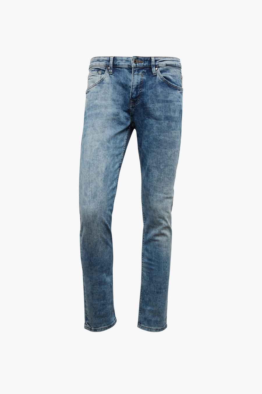 Jeans slim en denim van TOM TAILOR, avec un effet délavé et un style classique à cinq poches.