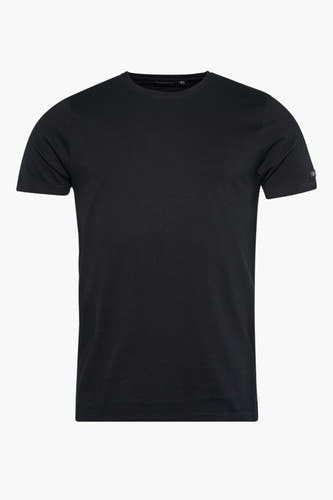 Zwart T-shirt met korte mouwen van PRESLY & SUN, met een klein label op de mouw.