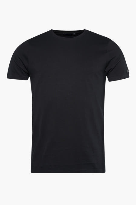 Zwart T-shirt met korte mouwen van PRESLY & SUN, met een klein label op de mouw.
