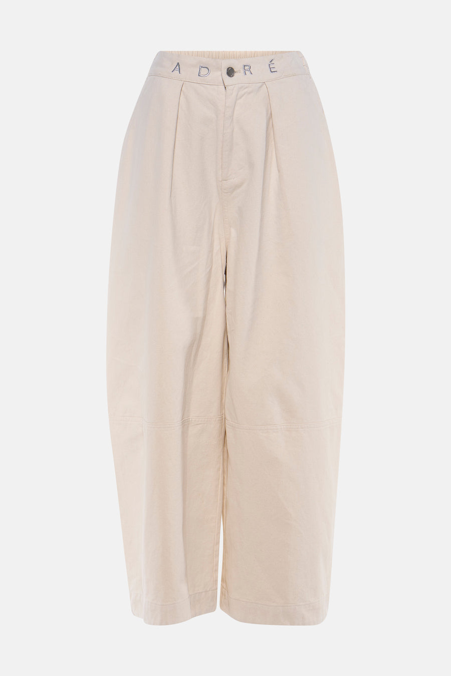 Ecru chino broek van ADORE met elastische taille en rits, voorzien van frontplooien en zakken, front view