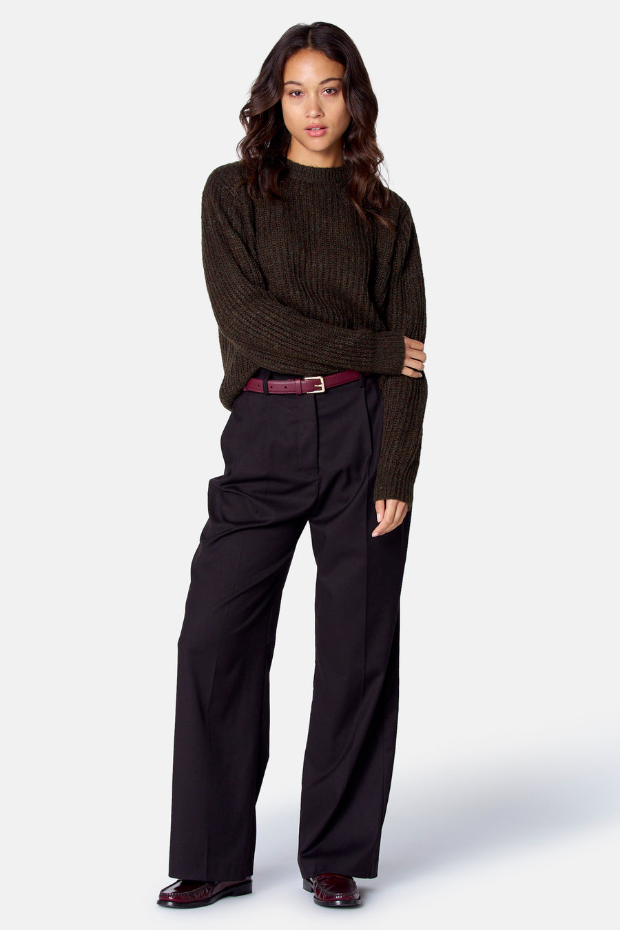 Pull O-hals - Kaki