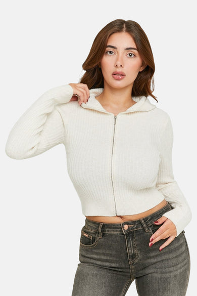 Beige cardigan van TALLY WEIJL, met lange mouwen en een ritssluiting aan de voorkant.
