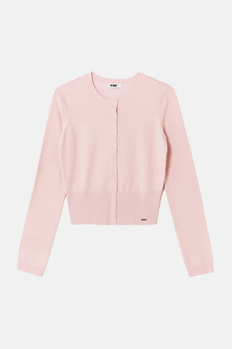 Roze cardigan van TALLY WEIJL, met lange mouwen en een sluiting met knopen.