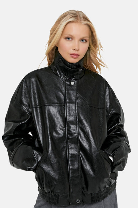 Veste en similicuir - noir