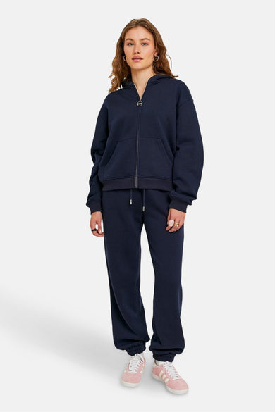 Blauwe joggingbroek van TALLY WEIJL, met trekkoord en elastische enkelbanden, gecombineerd met een bijpassend vest.