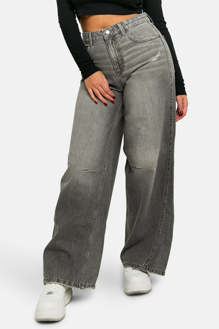 Jeans wide Mid grey denim - TALLY WEIJL
