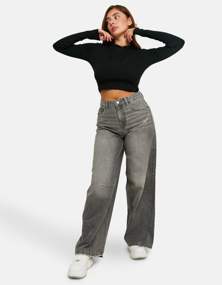 Jeans wide Mid grey denim - TALLY WEIJL