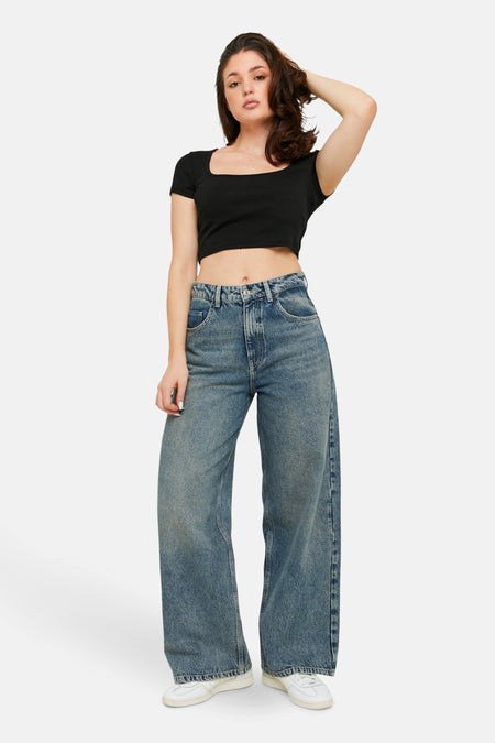 Jeans wide Mid blue denim - TALLY WEIJL