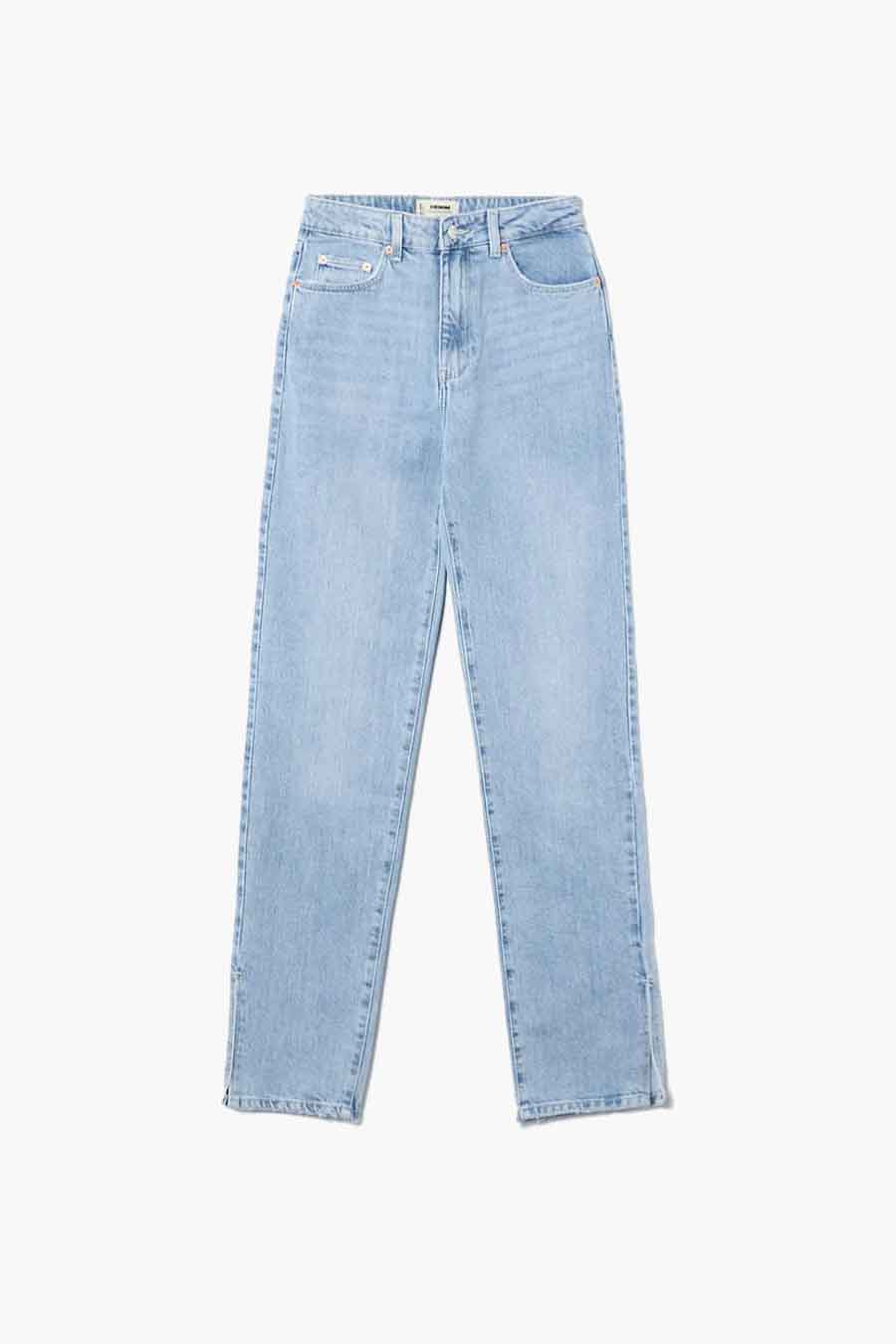 Lichtblauwe rechte jeans van TALLY WEIJL, met een denim textuur en subtiele stiksels aan de zijkant.