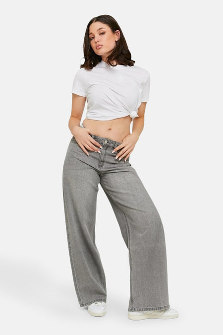 Jeans wide Mid grey denim - TALLY WEIJL