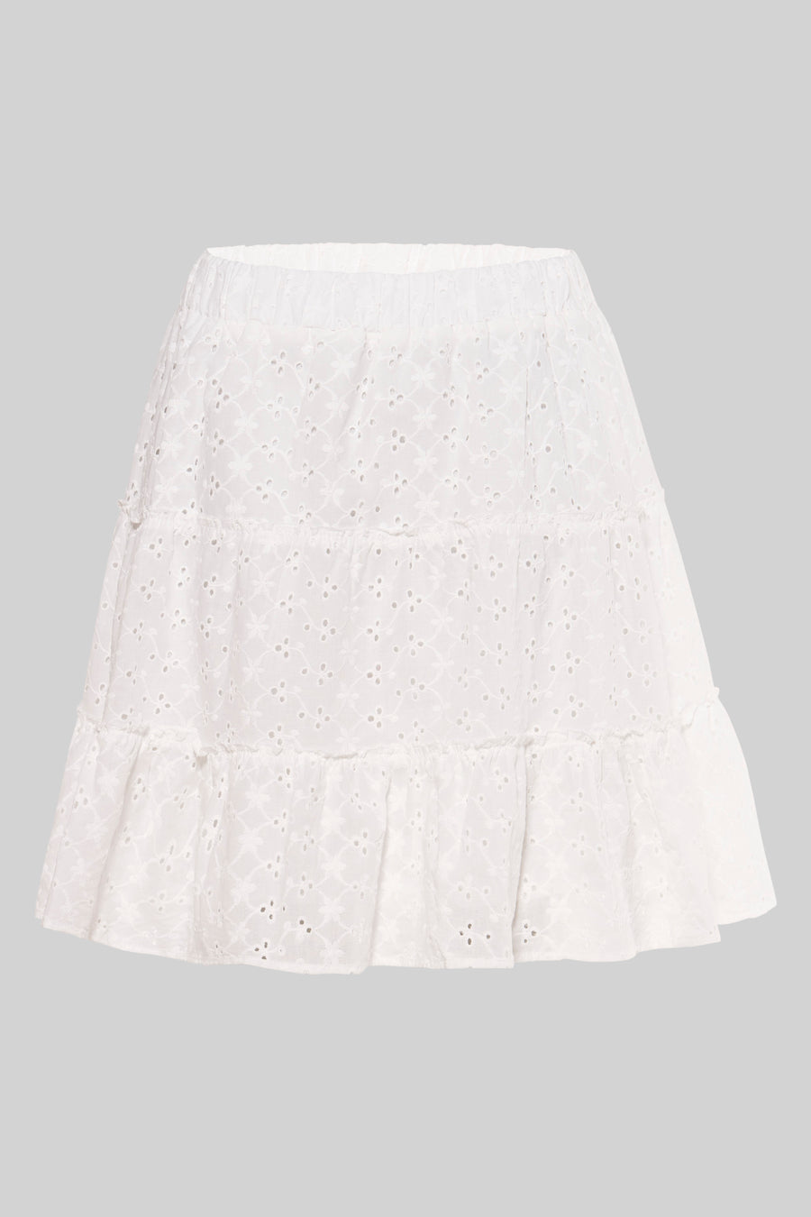 Robe courte blanche de HAILYS avec broderie et une ceinture élastique.