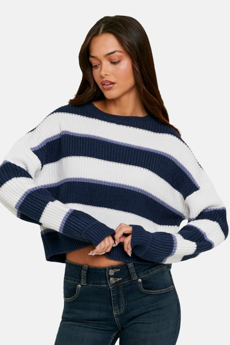Pull met ronde hals - blauw